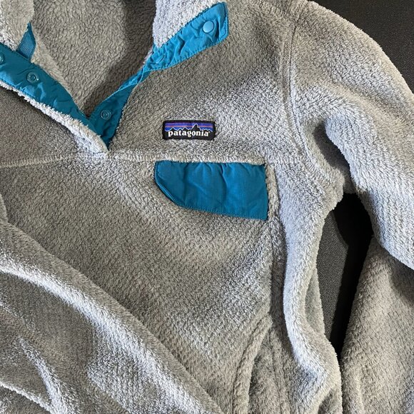 Patagonia Grey/Teal Re-Tool Snap Pullover - Picture 2 of 6